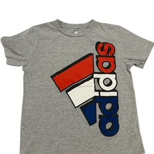 Adidas Kids Gray T-Shirt with Red and Blue Accents size S